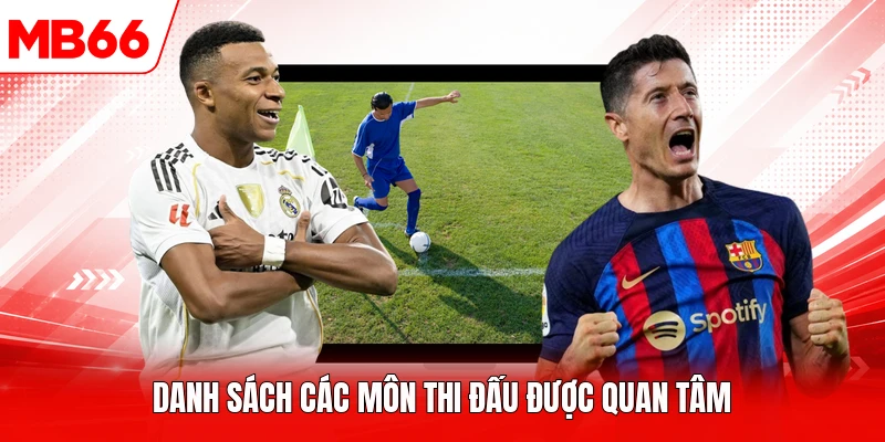 Danh sách các môn thi đấu được quan tâm